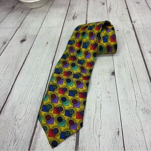 vintage pavone made in italy Colorful geometric Patterned silk Tie